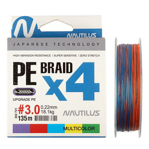 Шнур Nautilus Braid X4 Multicolour d-0.20 15.7кг 2.5PE 135м - купить по доступной цене Интернет-магазине Наутилус