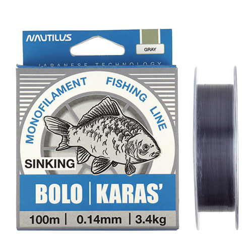 Леска  Nautilus Bolo карась 0,30мм.,11,7кг, 100м.gray - купить по доступной цене Интернет-магазине Наутилус