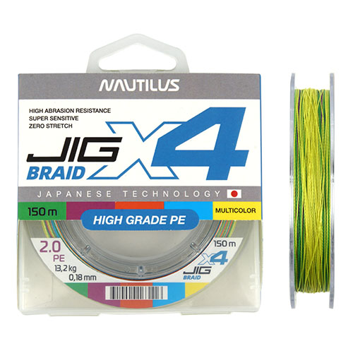 Шнур Nautilus X4 Jig Braid Multicolour d-0.24мм 20.1кг 3,5PE 150м - купить по доступной цене Интернет-магазине Наутилус