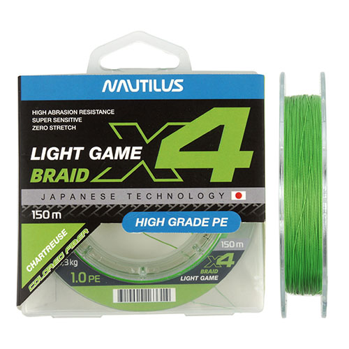 Шнур Nautilus X4 Light game Braid Chartreus 2.2кг 0,3PE 150м - купить по доступной цене Интернет-магазине Наутилус