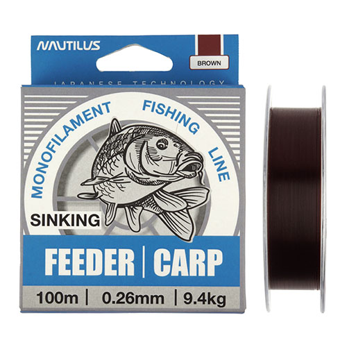 Леска  Nautilus Feeder Карп 0,22мм.,7,4кг, 100м.brown - купить по доступной цене Интернет-магазине Наутилус